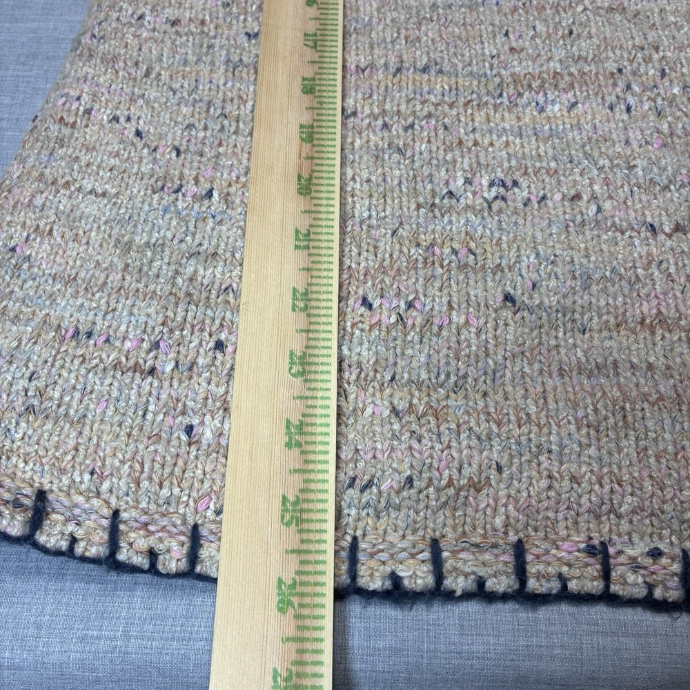 Pure Jill J. Jill Beige Marled Sweater Womens Medium Blanket Stitch Trim - Picture 11 of 12
